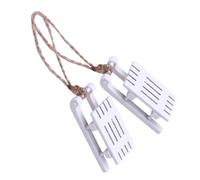 Mikikit Lot de 2 Pendentifs Suspendus en Bois de Mini Traîneau Blanc Décoration d'arbre de Noël Festive Ornements Suspendus pour Sapin et Fête de Noël
