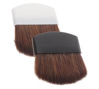 Mikikit Lot De 2 Pinceaux à Blush Plat Portable, Pinceaux De Maquillage Professionnels En Crin De Cheval, Blanc Et Noir, Mini Taille Pour Maquillage Visage, Outils De Beauté Compact Pour Voyage