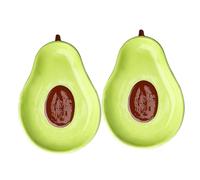 Mikikit Lot de 2 Plateaux à Bonbons en Céramique Créatifs 16,5 Cm Forme Avocat, Plateau à Fruits Multifonction pour Maison, Bureau et Fêtes, Plaque D'écrou Pratique et Décorative