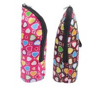 Mikikit Lot De 2 Pochettes Isothermes pour Biberons Bébé, Format Moyen, Tissu Résistant, Maintien Température, Paquet Portable pour Poussette, Protection pour Lait Infantile, Couleur Rose Et Marron
