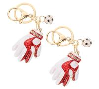 Mikikit Lot de 2 Porte-Clés Sport Football en Alliage de Zinc Pendentifs Moufles de Baseball Rouge Accessoires pour Paquet à Dos et Présents Anniversaire Garçons