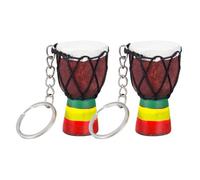 Mikikit Lot de 2 Porte-clés Tambour Africain Rétro, Pendentif Breloque en Matériau Solide, Décoration Suspendue pour Paquet à Main, Accessoire Original pour Voyages et Présents Souvenirs
