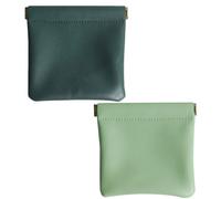 Mikikit Lot de 2 Porte-Monnaie Souples en Cuir PU Vert Clair et Vert Foncé, Petite Bourse Compacte pour Monnaie, Écouteurs et Clés, Mini Pochettes Multifonctions Pratiques pour Bureau,