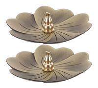 Mikikit Lot de 2 Porte-Parfum en Métal Forme Calebasse Plateau à Parfum Chinois Décoratif pour Bureau et Yoga Cendrier Réutilisable pour Purification et Contemplation Organisateur de