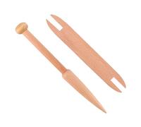 Mikikit Lot de 2 Set de Outils de Tricot en Bois Naturel Aiguille à Tricoter Extrémité et Navette pour Tissage DIY Grosse Taille pour Pulls Écharpes et Tapisseries Artisanales