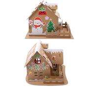 Mikikit Lot de 2 Sets de Maisons Lumineuses de Noël en Carton DIY Kit de Bricolage Éducatif pour Garçon et Filles Maison des Biscuits de Noël Décoration Festive Sûre sans Bords pour