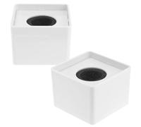 Mikikit Lot de 2 Supports de Microphone Carrés en ABS Drapeaux Micro Cube Blancs pour Interviews et Reportages