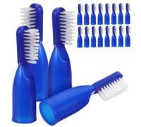 Mikikit Lot De 20 Mini Brosses à Dents De Prison Bleues, Demi-doigt, Plastique Sécurisé, Portables Et Légères, Nettoyage Buccal Pour Détenus En Établissement