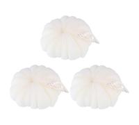 Mikikit Lot de 3 Boules de Exfoliantes Grosse Taille en Polyéthylène Beige Filet à Bulles pour Gommage Corporel Éponge de Bain Douce Bain à Domicile