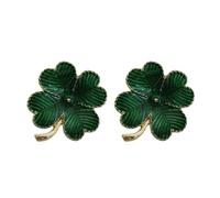 Mikikit Lot de 3 Broches Vintage Trèfle à Quatre Feuilles en Alliage Vert Décoratives pour Robes, Accessoires Élégants pour Mariages et Célébrations