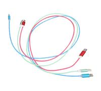 Mikikit Lot de 3 Câbles USB de Charge Type-c LED Dynamiques pour Smartphone, Lumineux RGB, Transmission de Données, Compatible Appareils USB Type-c, Décoratif et Solide, Couleurs Bleu