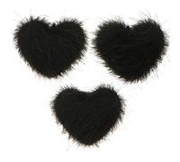 Mikikit Lot de 3 Décorations de Nail Art 3d de Cœur Noir Pompon Amovible pour Manucure Diy, Accessoires de Beauté des Ongles pour Usage Personnel et Fêtes