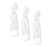 Mikikit Lot de 3 Distributeurs de Mousse 150 Ml Transparent Brosse Faciale Douce pour Visage et Mains, Flacons Pompe Moussants Rechargeables, pour Voyages et Soins Quotidiens