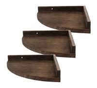 Mikikit Lot de 3 Étagères Murales d'angle en Bois Rustique Couleur Café Structure Triangulaire pour Rangement Flexible et Décoration Bureau ou Projet DIY
