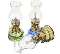 Mikikit Lot de 3 Lampes à Pétrole Rustiques en Verre Lampe à Huile Intérieur Vintage Lanterne Tempête Résistante la Chaleur pour Décoration et Éclairage D’Ambiance