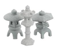 Mikikit Lot de 3 Lanternes Pagode Japonaises Miniatures en Résine Stable, Décorations de Jardin Extérieur et Bonsaï, Modèles de Pagode pour Micro-Paysage Zen, Décorations de Bureau
