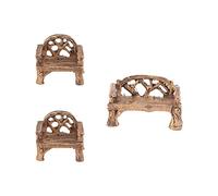 Mikikit Lot de 3 Mini Meubles de Jardin en Résine Mini Chaises et Bancs Décoration de Jardin Ornements Artisanaux et Solide