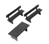 Mikikit Lot de 3 Set de Mini-Bancs Noirs pour Maison de Poupée Mobilier Miniature Table Longue et 2 Bancs Accessoires Décoratifs pour Scène DIY Ensemble Compact pour Agencement Jardin