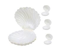Mikikit Lot de 4 Boîtes à Bonbons de Coquillage Pearl Blanc Nacré, Petit Format, Boîte de Rangement Multifonction pour Présents de Mariage Plage et Fêtes Thème des Sirènes