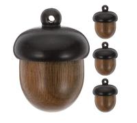 Mikikit Lot de 4 Pendentifs Boîte à Glands en Bois Brut Multicolore Médaillons Gland Ouvrables pour Décoration Suspendue et Loisirs Créatifs Automne Noël