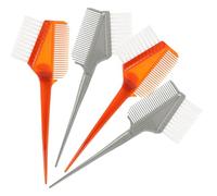 Mikikit Lot De 4 Pinceaux De Teinture Capillaire Double Face 2 Argentés 2 Bruns Peigne Multifonction Pour Professionnels Salon De Coiffure