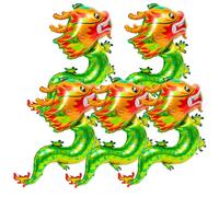 Mikikit Lot de 5 Ballons Aluminium Vert Forme Dragon Adorable 55 Cm Décorations Fête du Nouvel An Chinois Festival du Printemps Accessoires Fête 2024
