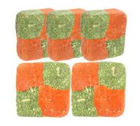 Mikikit Lot de 5 Cubes à Mâcher pour Lapins et Petits Animaux Herbe des Prés et Poudre de Carotte Collation Naturelle pour Dents Riche en Carotène à Mâcher pour Cochons D’Inde et