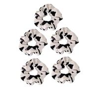 Mikikit Lot de 5 Élastiques à Cheveux Motif Vache en Peluche Grosse Taille Bandeau pour Queue de Cheval Accessoire Coiffure Féminin pour Sport Voyages et Usage Quotidien