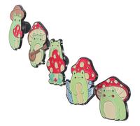 Mikikit Lot de 5 Épingles Décoratives Grenouille et Champignon Broches Esthétiques pour Paquet à Dos Vêtements et Chapeaux Accessoires Mignons Épingles à Paquet à Dos en Métal Solide