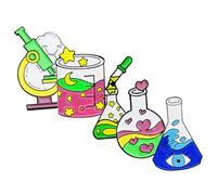 Mikikit Lot de 5 Set de Broches Émail Laboratoire Scientifique, Accessoires Décoratifs en Alliage, Épingles pour Paquet à Dos Femmes, Usage Quotidien, Taille Standard