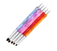 Mikikit Lot de 5 Stylos Manucure Double Embout Petite Taille Stylo pour Nail Art et Brosse à Ongles Nylon Résistant Usage Professionnel et Personnel pour Décoration D’ongles