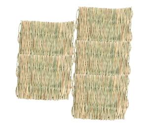Mikikit Lot de 5 Tapis de Paille Tressée pour Petits Animaux, Taille Petit, Coussin Rafraîchissant et Confortable, Adapté pour Lapins, Hamsters, Cochons d'Inde - Usage Quatre Saisons,