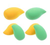 Mikikit Lot de 6 Houppettes Maquillage de Mangue, 3 Jaunes et 3 Vertes, Éponge Douce et Souple Double Usage pour Poudre Compacte et Poudre de Riz, Accessoires Lavables pour Maquillage