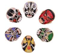 Mikikit Lot de 6 Set de Broches en Alliage Motif Visage D’opéra de Pékin Coloré, Épingle à Poitrine Asiatique Vintage pour Robes et Cardigans, Accessoire Mode Féminin, Bijoux