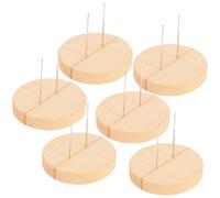 Mikikit Lot de 6 Set de Set de Socles Poupée en Bois et Métal de Type Double Aiguille, Support D'affichage DIY Polyvalent pour Poupées et Autres Petits Objets Design Simple et Élégant
