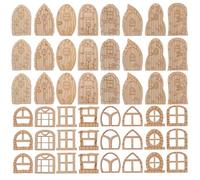 Mikikit Lot de 64 Mini Portes de Fée en Bois Non Peintes Kit DIY Décoration Maison Miniature Accessoires Jardin Féerique Porte en Bois Vierge pour Créativité Enfantine