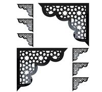 Mikikit Lot de 8 Appliques Murales Autocollantes en Acrylique Noir Stickers D’Angle Miroir pour Portes et Placards Décor Vintage Repositionnable Cuisine et Salon Bordures Décoratives