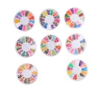 Mikikit Lot De 8 Boîtes De Patchs Décoratifs En Pâte Polymère Fruitée, 12 Motifs Variés, Couleurs Intenses, Pour Nail Art Diy, Décoration Manucure Créative, Amateur D'artisanat