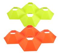 Mikikit Lot de 8 Cônes Hexagonaux D'agilité en Plastique Orange et Vert Fluo, Marqueurs de Disque pour Entraînement de Football, Disques de Marquage Stables et Portables pour