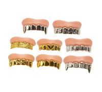 Mikikit Lot de 8 Fausses Dents Halloween en PVC Brillant Petites Tailles Multistyles Dents Factices de Zombie et Vampire pour Déguisement Fête Accessoires Amusants et Légers pour