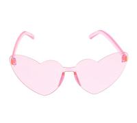 Mikikit Lunettes de Soleil de Cœur sans Monture Polycarbonate Transparent Couleur Bonbon Rose Accessoire de Fête Unisexe Léger et Original pour Enterrement de Vie de Jeune Fille