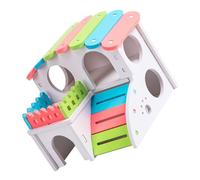 Mikikit Maison Bois pour Hamster Nid Douillet Petit Animal Habitat Ludique et Sûr Cage Adaptée Hamster Nain Surface Douce sans Odeur Cachette Amusant pour Rongeurs
