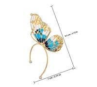 Mikikit Manchette D'oreille Clip Gaucher D'aile D'ange, Pince D'oreille Sans Perçage, Alliage Doré Avec Cristaux Bleus, Accessoire D'oreille Féminin Pour Occasions Quotidiennes Et Fêtes