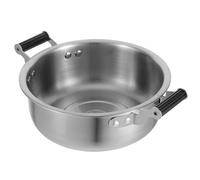 Mikikit Marmite à Soupe en Acier Inoxydable 1600 Ml Casserole à Double Poignée 20 CM Pot de Nouilles Ramen Coréennes Compatible Gaz et Induction Cuisson Uniforme Usage Maison et