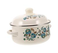Mikikit Marmite Émaillée de Cuisine avec Deux Poignées Antibrûlure Casserole à Ragoût Multifonction Pot à Soupe Émail Moyenne Adaptée Table