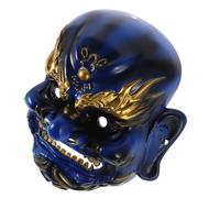 Mikikit Masque Confortable et Polyvalent Bleu en Résine du Dieu la Richesse Design Unique Fait Main pour Halloween et Bals Masqués pour Toutes les Occasions