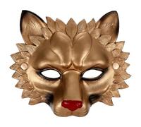 Mikikit Masque de Lionceau Halloween en Mousse Pu et Réaliste Confortable 3d Couleur Or Vision Claire à Travers les Yeux pour Cosplay et Décoration de Fête