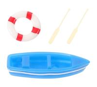 Mikikit Mini Bateau Décoratif pour Maison de Poupée, Kit 3 Pièces 2 Pagaies en Bois et Bouée Rouge, Décoration Miniature de Plage et Micro-Paysage, Accessoire DIY pour Jardin Féerique