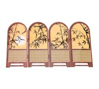 Mikikit Mini Chinese Desktop Folding Screen with Elegant Bamboo Motif Traditional Feng Shui Decorative Panel for Home and Office Small Oriental Divider Ornament