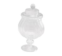 Mikikit Mini Pot à Bonbons en Verre simulé Petit Pots d'apothicaire Candy Pots Maison de poupées avec Miniatures décoration Jouets Pot décoratif bonbonnière Miniature Un Verre Transparent
